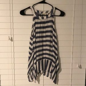 Blue and white striped blouse